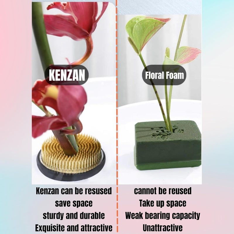Eggone Flower Frog Stainless Steel Japanese Ikebana Pin Frog Floral Arrangement Holder Kenzan Flower Vase Round Metal Flower Arranger Tool (1.6inch / 40mm) - Image 3